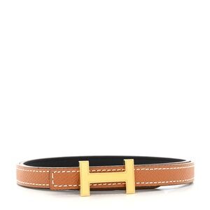 Hermes 13 mm reversible leather Belt with Gold H focus Buckle